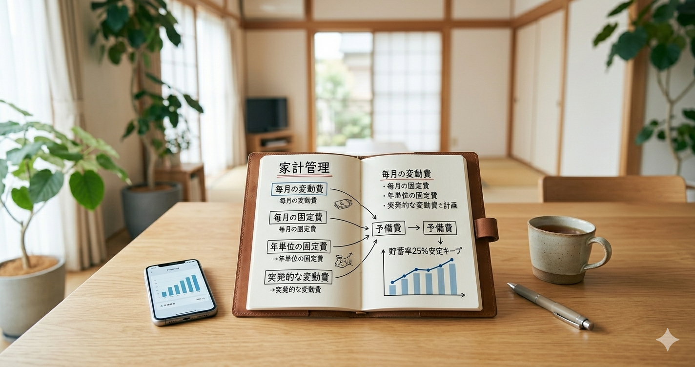 家計管理の見直し貯蓄率を安定させた、4つの支出分類。